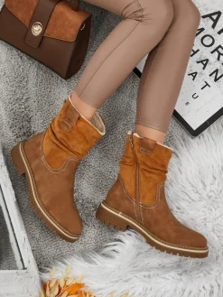 Clearance Wyższe botki damskie eko zamszowe Liora Botki Z Delikatnym Ociepleniem|Nowość