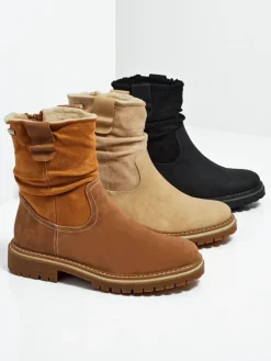 Clearance Wyższe botki damskie eko zamszowe Liora Botki Z Delikatnym Ociepleniem|Nowość