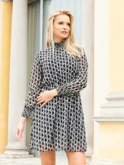 Wzorzysta sukienka z półgolfem- Odzież Sukienki Krótkie