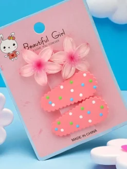 Outlet Zestaw spinek do włosów z motywem kwiatów Dziewczęce