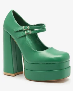 Outlet Zielone damskie czółenka na wysokim słupku Edisa - Obuwie Klasyczne