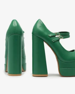 Outlet Zielone damskie czółenka na wysokim słupku Edisa - Obuwie Klasyczne