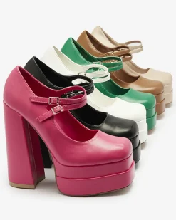 Outlet Zielone damskie czółenka na wysokim słupku Edisa - Obuwie Klasyczne