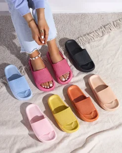 Clearance Zielone gumowe klapki z tłoczeniem Torika - Obuwie Klapki Basenowe|Klapki Płaskie