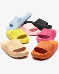 Clearance Zielone gumowe klapki z tłoczeniem Torika - Obuwie Klapki Basenowe|Klapki Płaskie